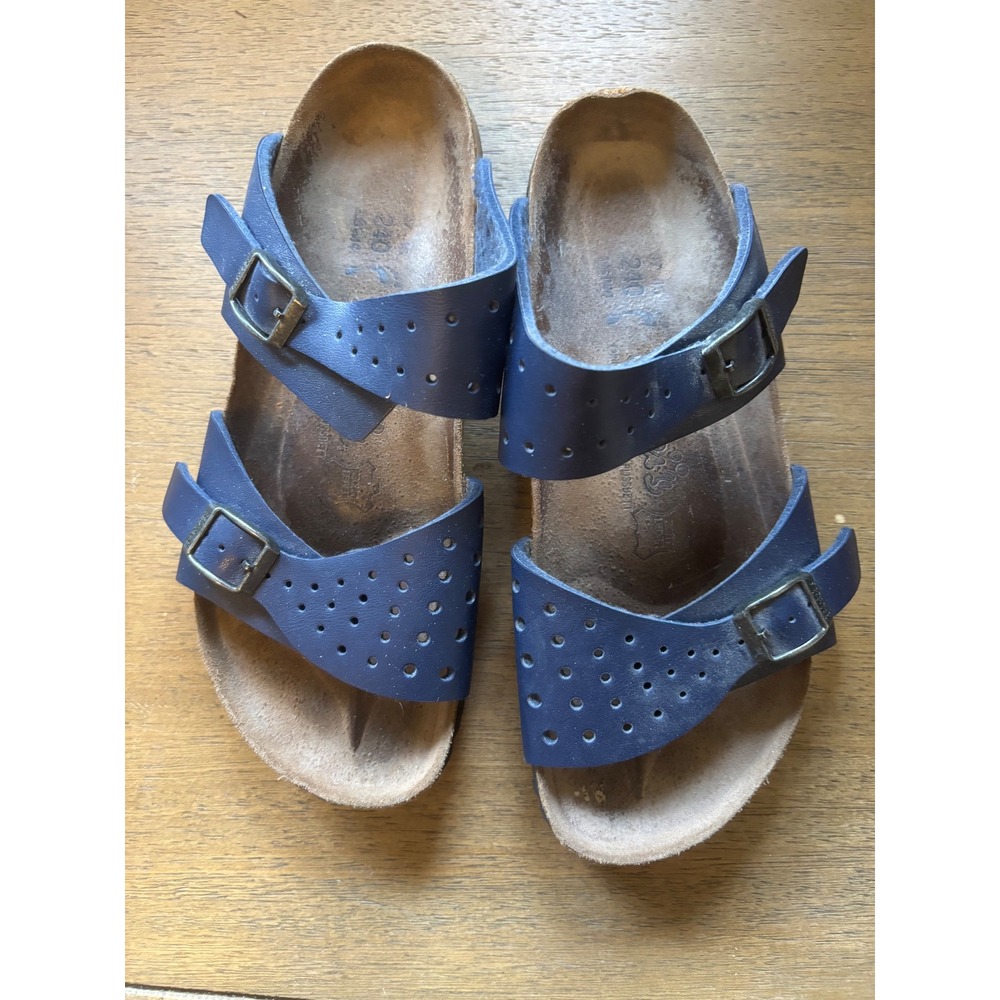 Birki's by Birkenstock Navy Blue Cork Footbed Slide Sandals Womens Size 6